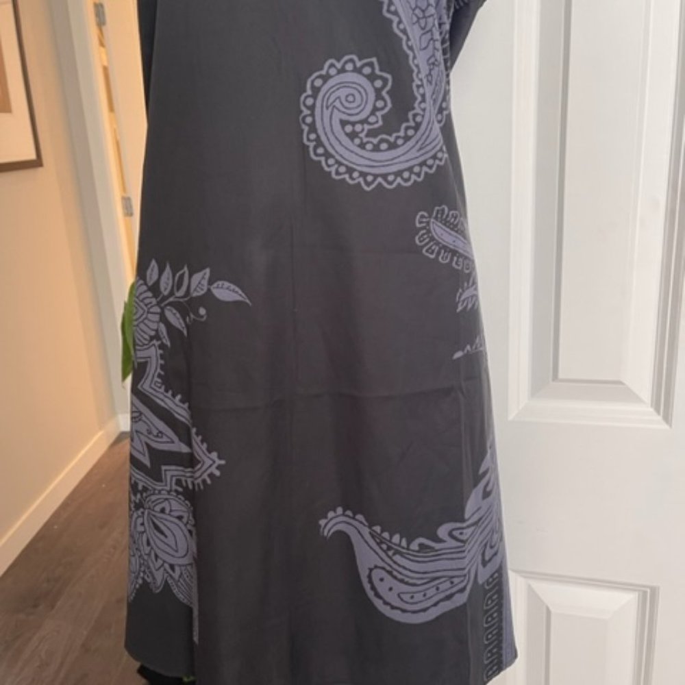 Black and grey print halter dress